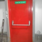 red exit door